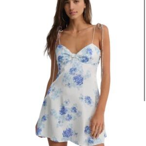 For Love And Lemons Blue Floral Mini Dress